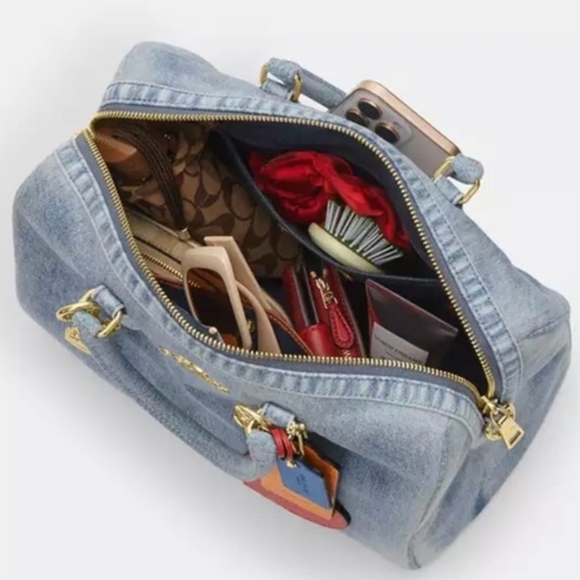 Coach Rowan Large Denim Satchel - Picture 6 of 11